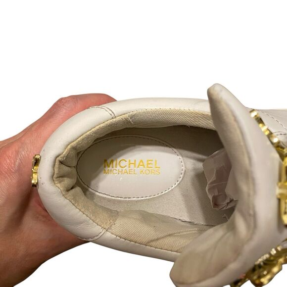 Mihael Kors Mindy Sneakers 9.5 EU 40 Butterflies Leather White Lace Up Designer - Picture 5 of 12